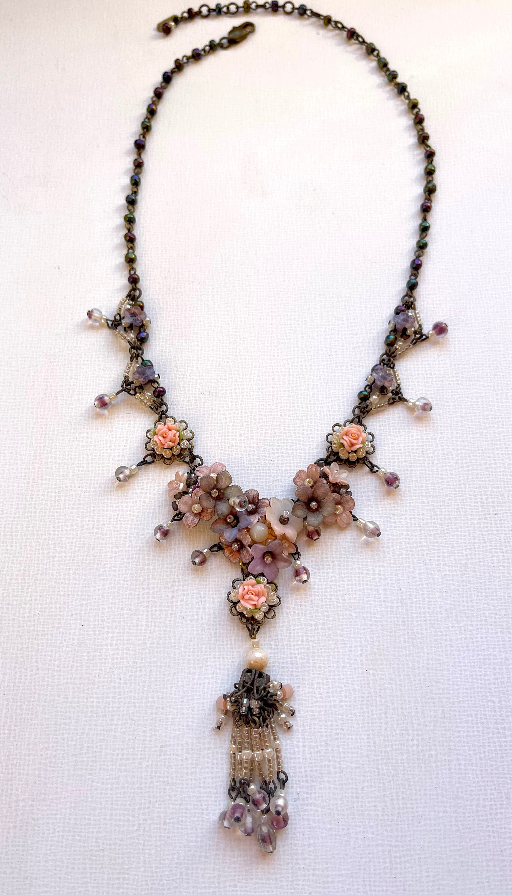 ヴィンテージ COLLEEN TOLAND ビーズ フローラル メタリック ピンク Y