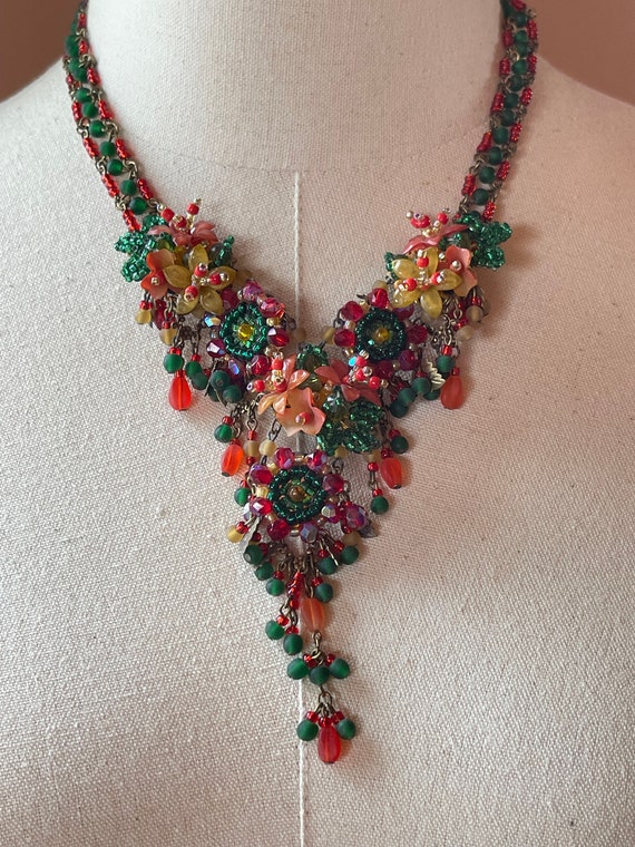 Vintage Colleen Toland Red and Green 90s Beaded N… - image 7