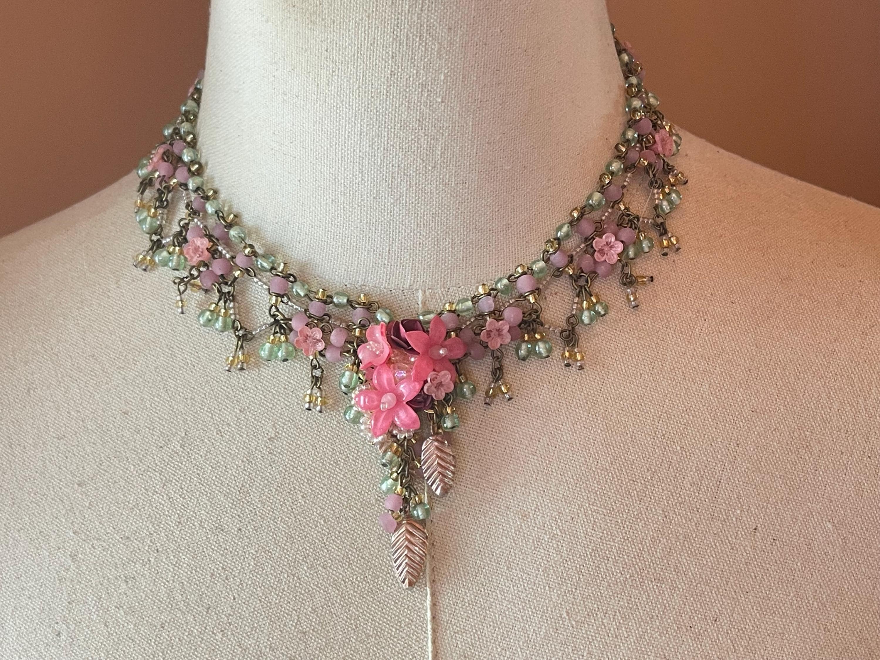 美品　コリーントランド　豪華ネックレス　ハンドメイド　ピンク　希少 美品 コリーントランド 豪華ネックレス ハンドメイド ピンク
