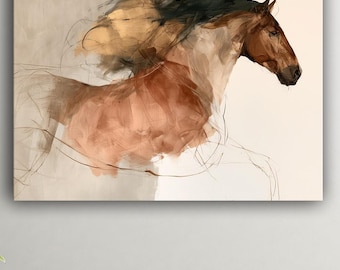 Dynamic Horse Portrait in Abstract Style Canvas Print for Animal Lovers