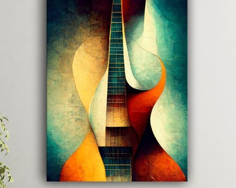 Abstract Guitar Canvas Print: Modern Music Wall Art