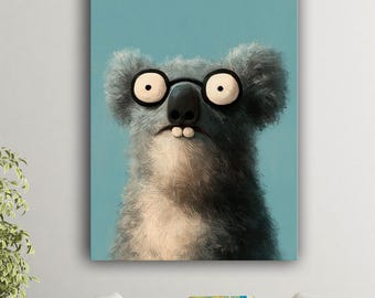 Cute Gray Koala Nursery Wall Art - Adorable Animal Canvas Print for Kids Room