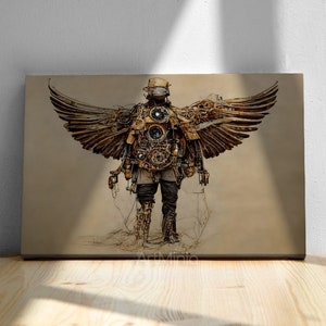 Steampunk Eagle Warrior Canvas Print: Ready to Hang Gallery Wall Art
