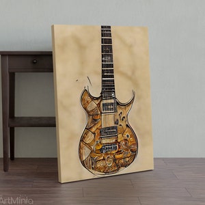 Electric Guitar Canvas Print: Leonardo da Vinci Style Wall Art