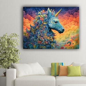 Mystic Unicorn Canvas Print: Vibrant Rainbow Fantasy Wall Art