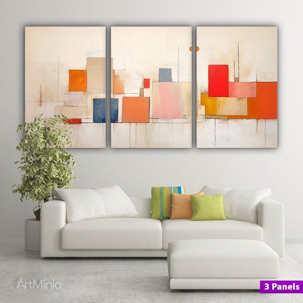 Large Multi Panel Abstract Painting Canvas Print Wall Art, Ready to Hang Gallery Style Canvas Art Multi Set Canvas Home Decor, Unique Gift