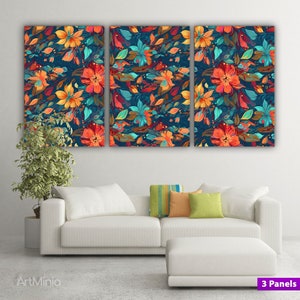 Lebendige Blumenmalerei Leinwand Druck Wandkunst, bunte Blumen Leinwand Kunst, fertig zum Aufhängen auf Leinwand im Galerie-Stil, Multi Set florale Wohnkultur