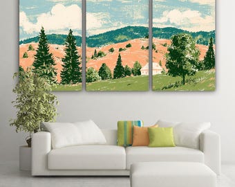 Bucovina Landscape Canvas Print - Serene Nature Wall Art in Three Panels