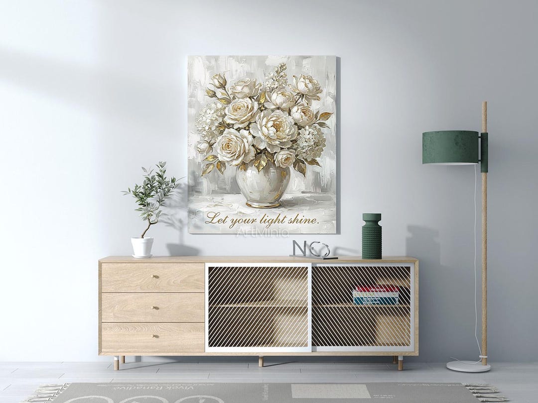 Let Your Light Shine - Elegant Floral Canvas Print Wall Art - Etsy
