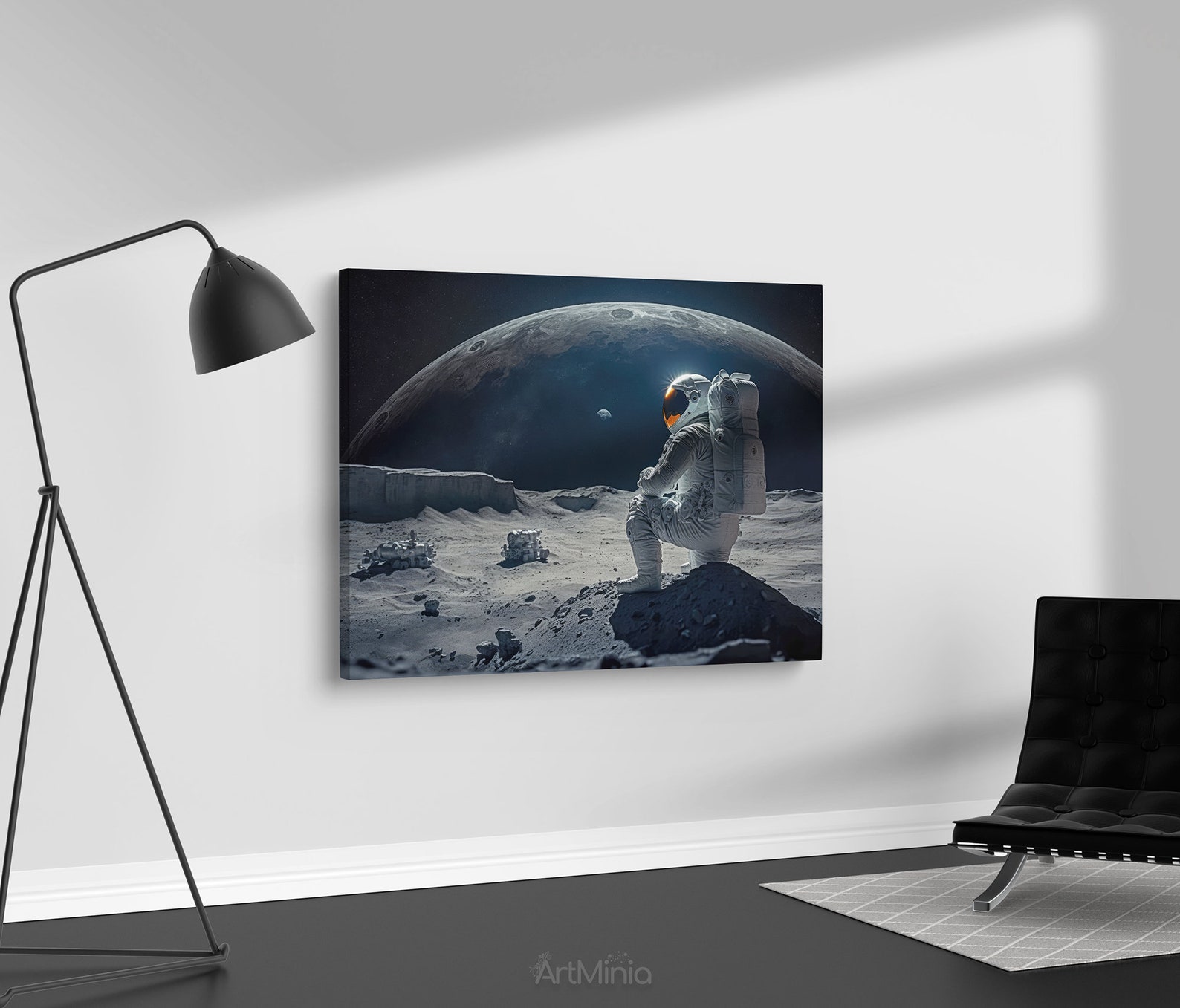 Astronaut on Moon Canvas Print: Space Wall Art, Ready to Hang - Etsy