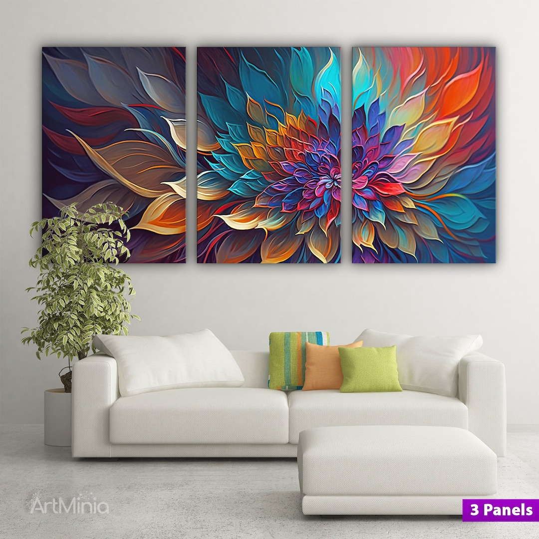 Abstract Floral Canvas Print: Colorful Flower Wall Art, Multi-panel - Etsy