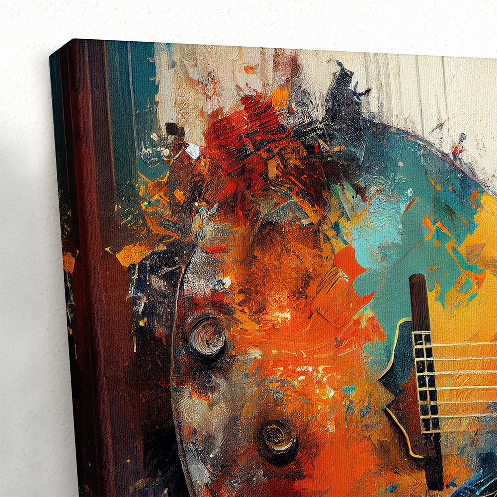 Abstract Guitar Colorful Oil Painting Canvas Print Wall Art