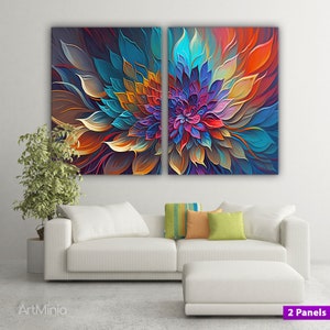 Multi Set Abstract Colorful Flower Canvas Print Wall Art - Etsy