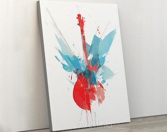 Leinwand Abstrakt Rote Gitarre: Moderne Musikzimmer Dekoration