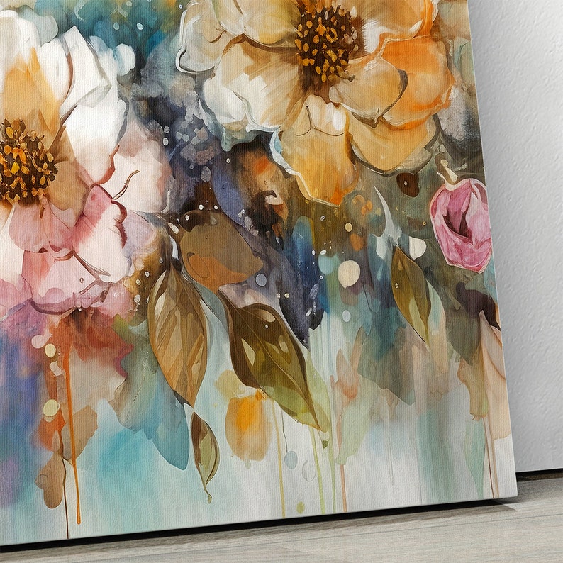 Boho Floral Canvas Print: Abstract Flower Wall Art, Multi Panel - Etsy