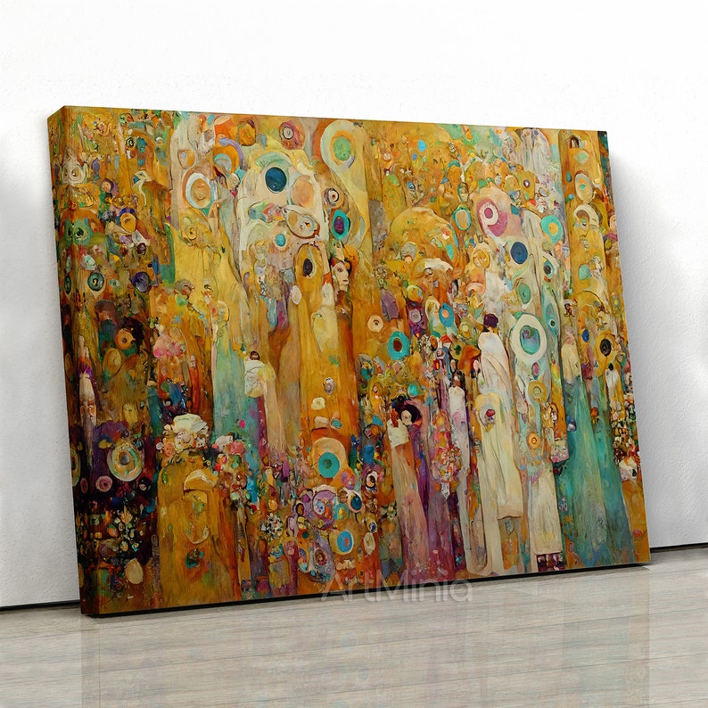 Gustav Klimt Style Canvas Print: Abstract Multi-panel Wall Art - Etsy