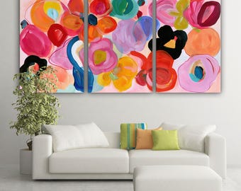 Vibrant Contemporary Summer Garden Flowers Canvas Print for Home Decor
