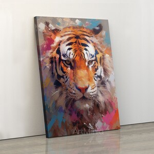 Colorful Tiger Oil Painting Canvas Print: Wildlife Animal Art - Etsy