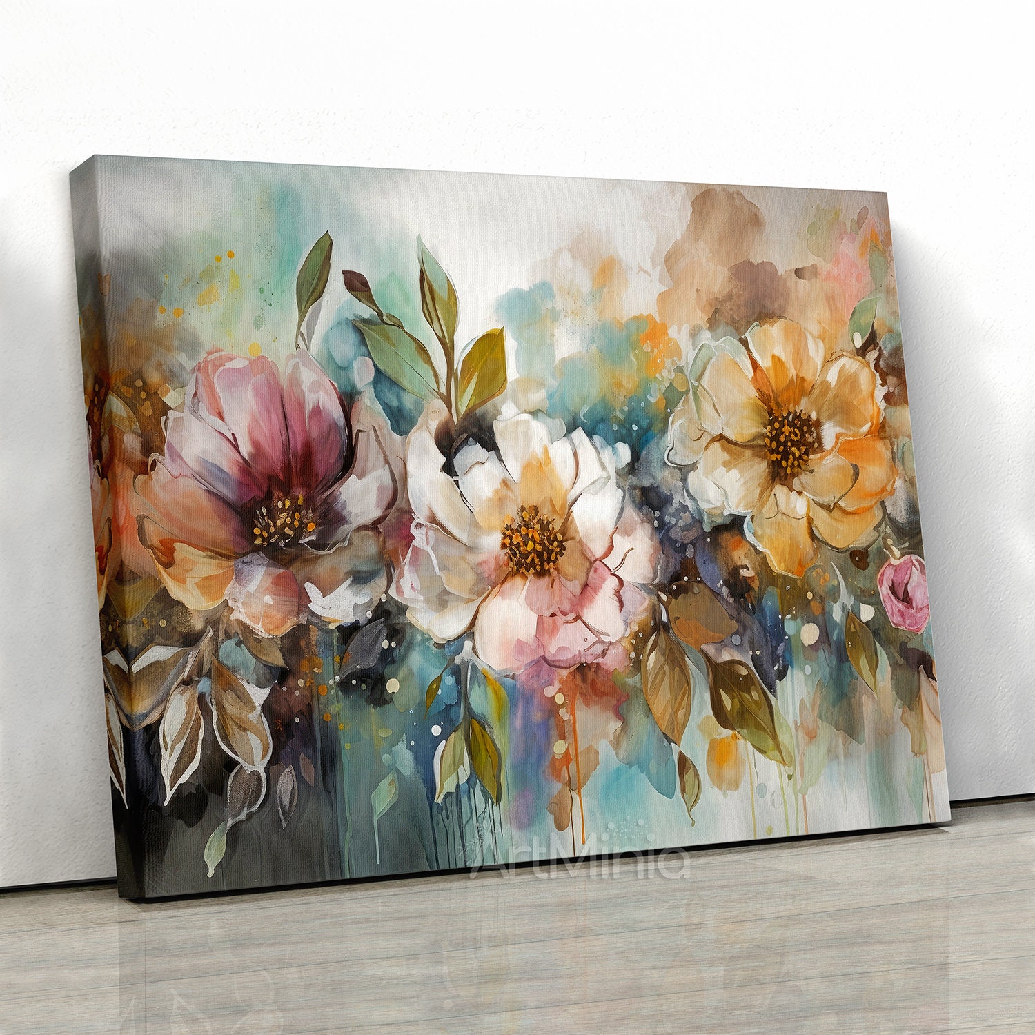 Boho Floral Canvas Print: Abstract Flower Wall Art, Multi Panel - Etsy