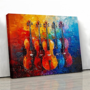 Surreal Abstract Musical Instruments Canvas Print, Salvador Dalí Style Wall Art, Violin Home Decor, Ready to Hang Gallery Canvas