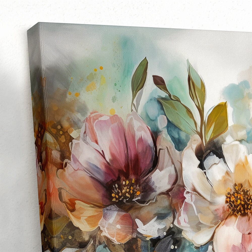 Boho Floral Canvas Print: Abstract Flower Wall Art, Multi Panel - Etsy
