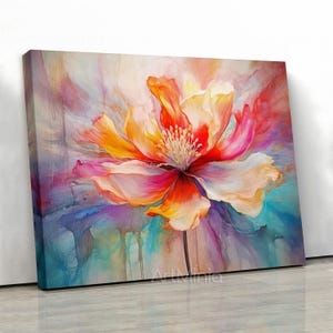 Floral Canvas Print: Abstract Flower Oil Painting, Ready to Hang