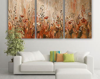 Rustic Wildflower Landscape Canvas Print - Horizontal Floral Wall Art