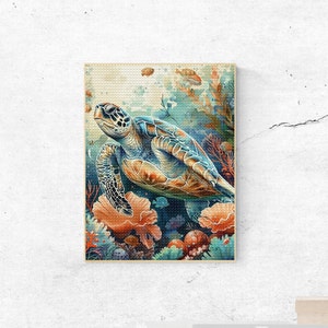 ウミガメダイヤモンド絵画 ダイヤモンドアート ペイントバイナンバーキット 5D DIY 海洋風景 ウミガメキット フルスクエアラインストーン刺繍キット