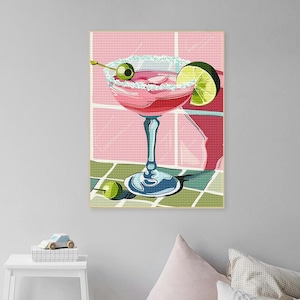 5D Diamond Painting Diamond Kits Cocktail Diamond Embroidery Sale Rhinestone Colorful Cocktail Illustration Dots Gift Cocktail Wall Art