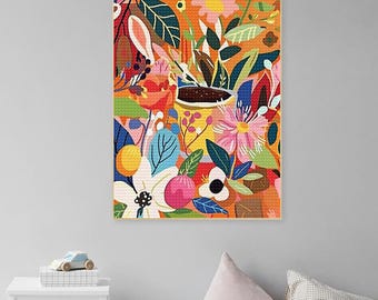 Flower DIY Full Drill 5D Diamond Painting Kits，Colofrul Flowers Diamond Art,Poured Glue Cross Stitch Canva Mosic Kit Diamond Dots Gem Art
