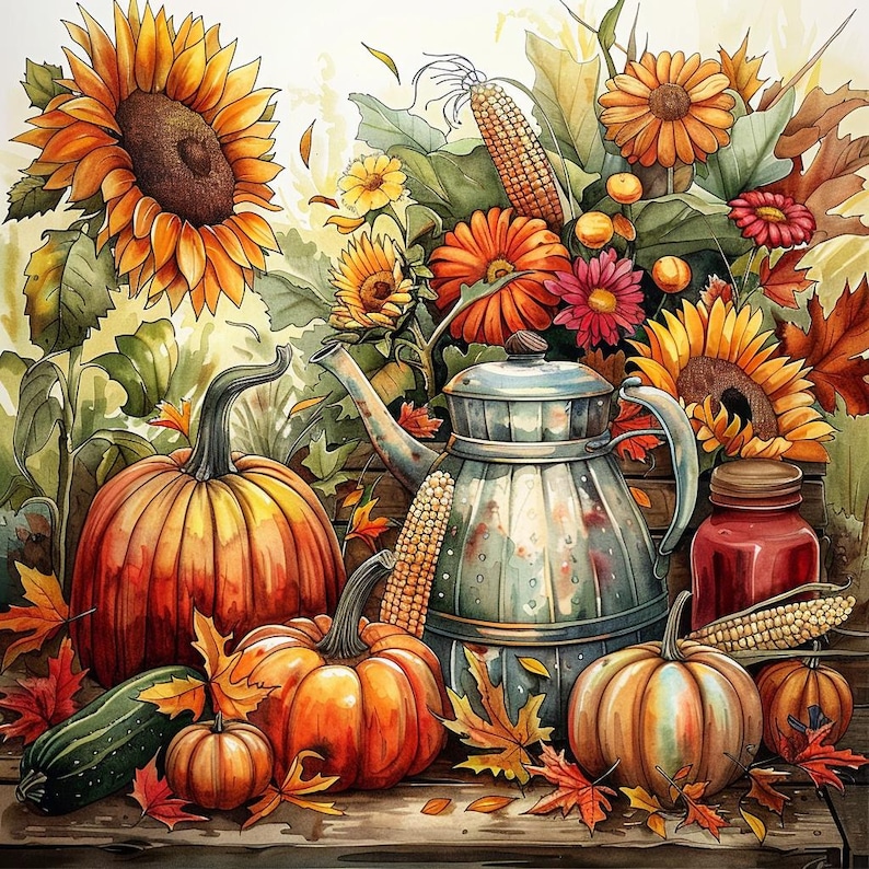 Full Square/round Drill Fall Pumpkin Harvest Diamond Painting Art Kits ...