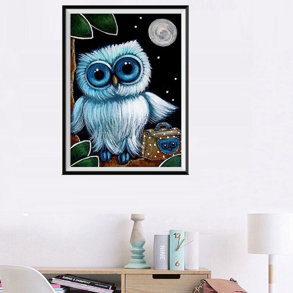 5D DIY Diamond Painting Kit Owl Moon Full with AB Drill Etsy