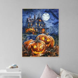 Kit Pittura Diamanti 5D Notte Di Natale, Albero Con Luna, 30x40 Cm, Fai Da Te Per Adulti E Bambini