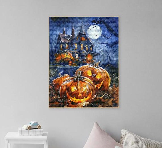 NEWENMO DIY Fée Halloween Diamond Painting Set,DIY Papillons Peinture Diamant Halloween Pour Adulte,5D Fleurs Diamond Art Kits,Diamant Painting Kit Complet,pour Débutant Maison Décoration (30x40cm