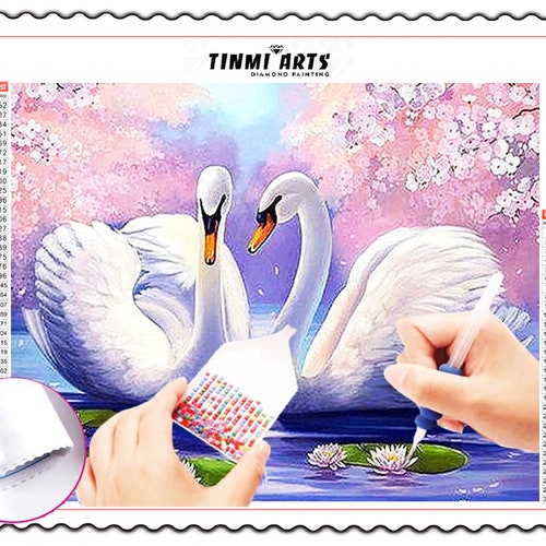 5D DIY Poured Glue Diamond Painting Kits Scalloped Edge Etsy