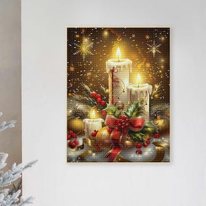 Kits de pintura de diamantes navideños 5D DIY con taladro completo cuadrado y redondo para adultos, velas navideñas, mosaico de diamantes, pintura de pared, regalo de Navidad