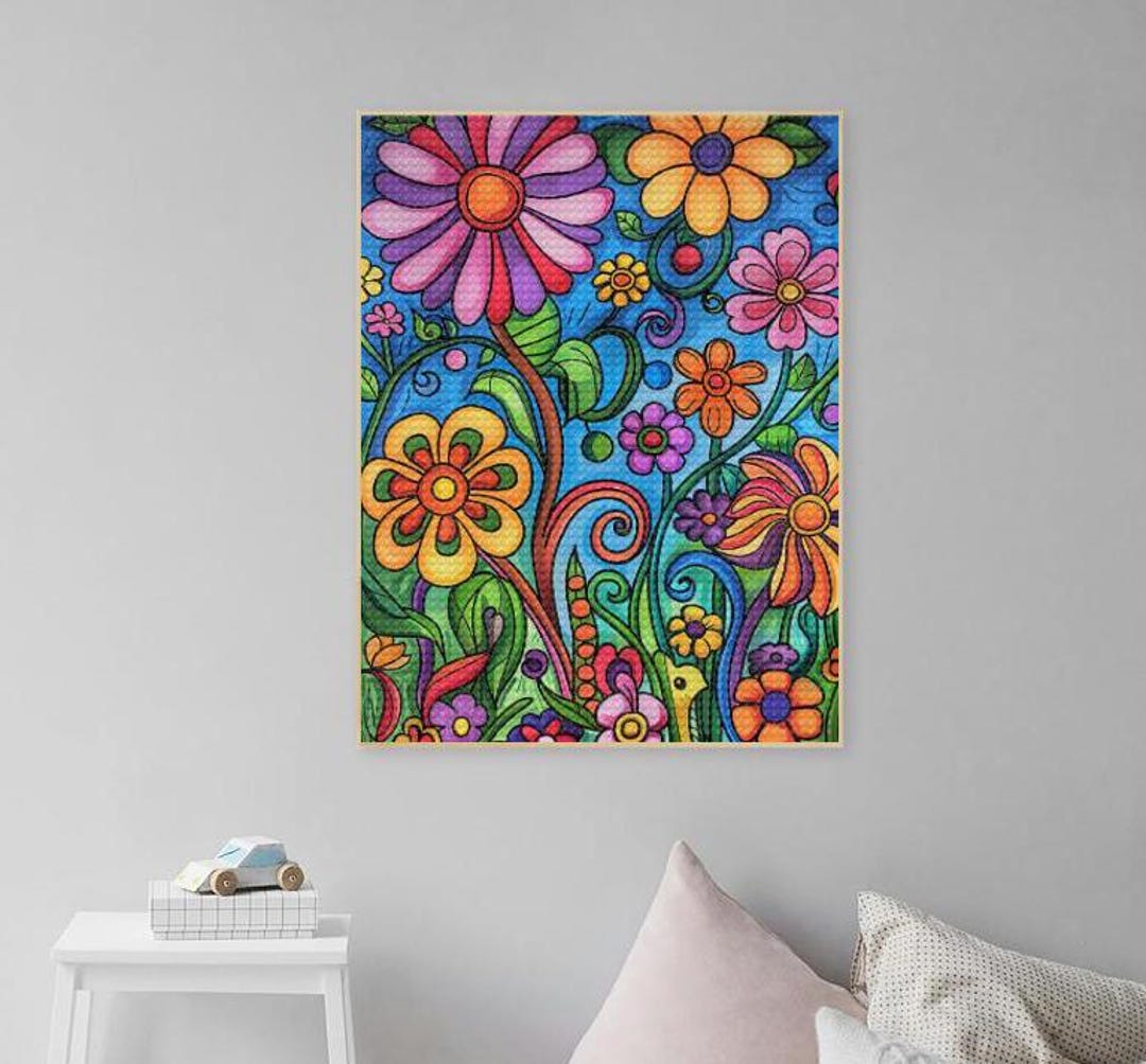 Colorful Floral Diamond Painting Art Kits 5D DIY Full Drill Square ...
