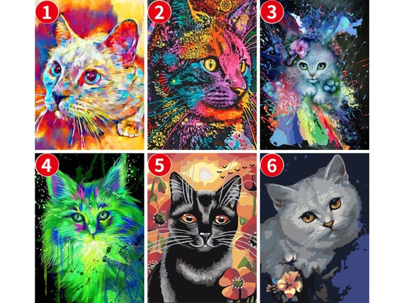 Cat AB Rhinestone Picture 5D DIY Diamond Painting Full Square Round Animal  Full Diamond Embroidery Mosaic