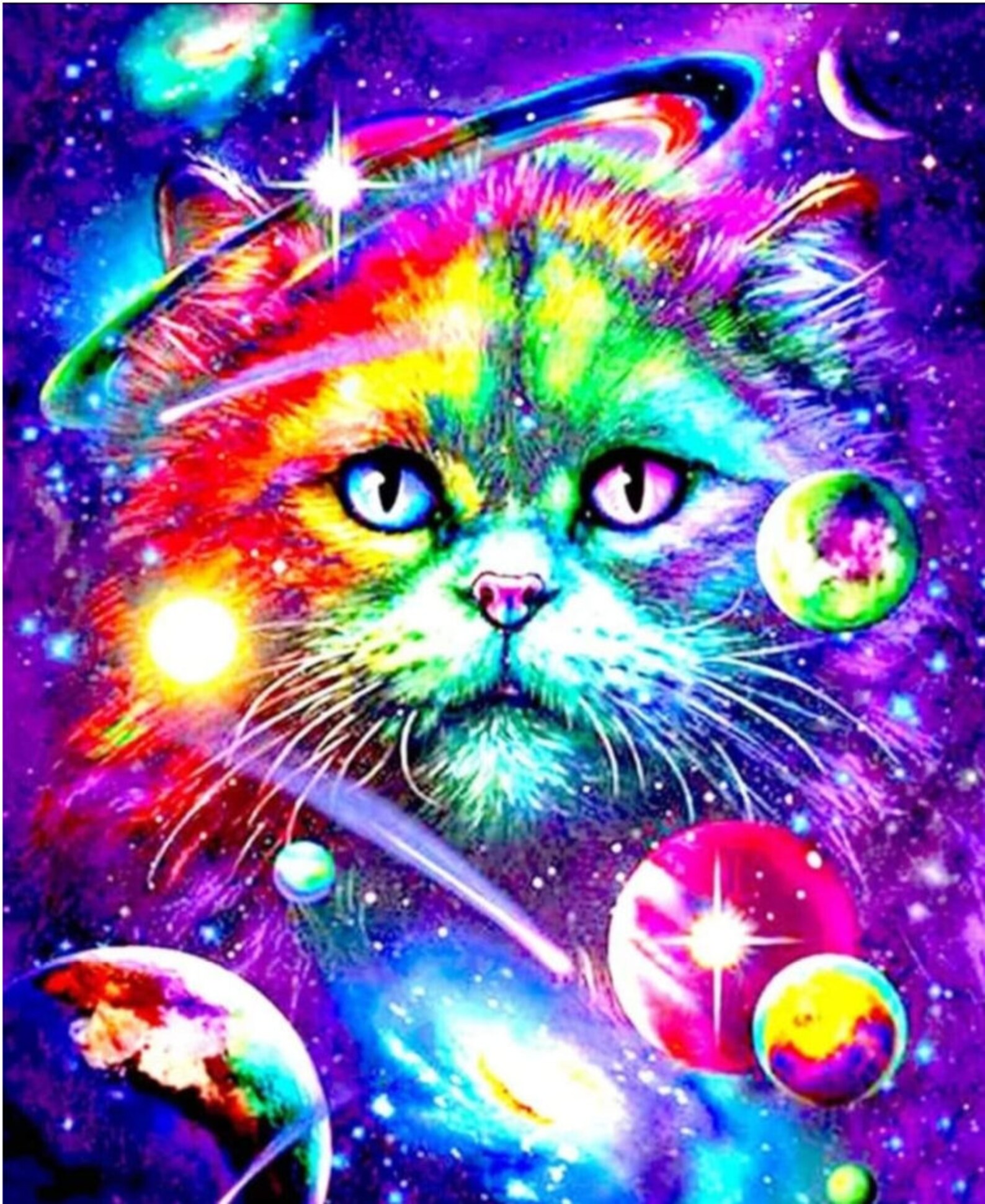 5D DIY Poured Glue Colorful Cat Diamond Painting Kits Animal Etsy