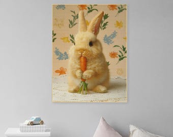 Easter Bunny Diamond Painting Diamond Kits Bunny Easter Rabbit Diamond Embroidery Rhinestone Easter Spring Cross Stitch Dots Easter Wall Art