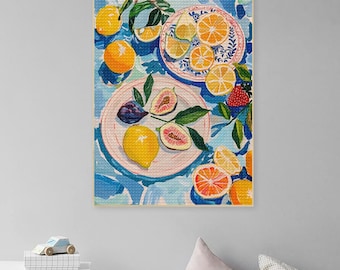 Still Life Diamond Painting Lemon Citrus Fruit 5D DIY Full Square/Round Drill Strawberry Orange  Rhinestone Art Canvas Still Life Wall Art