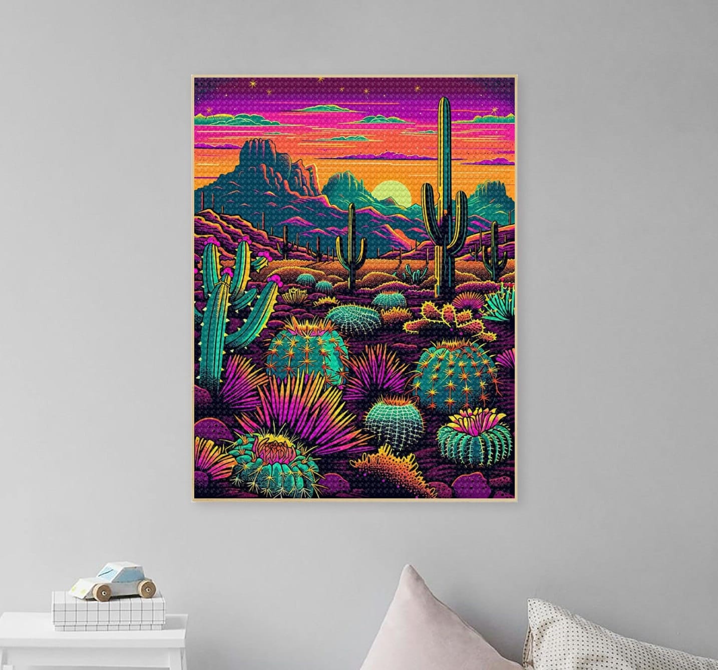 Full Drill Diamond Painting Art Kits Cactus DIY 5D Diamond Cross Stitch for Adults Colorful Desert Crystal Rhinestone Mosaic Draft Canvas