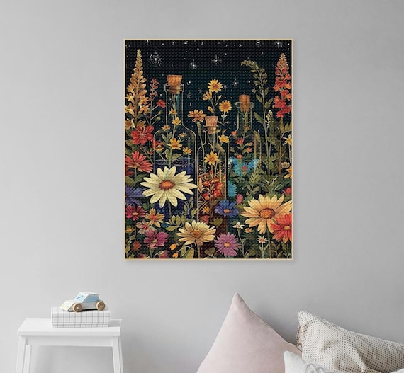 Kit Diamond Painting 5D ABEUTY - Rosa Viola Fiori - Quadro Mosaico Fai Da Te Con Strass - Tela 30x40 Cm, Trapano Quadrato
