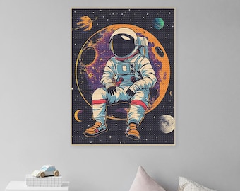 Full Drill Diamond Painting Kits Astronaut DIY 5D Diamond Art Adults Diamond Dots Paintings Cross Stitch Astronaut Bedroom Wall Decor