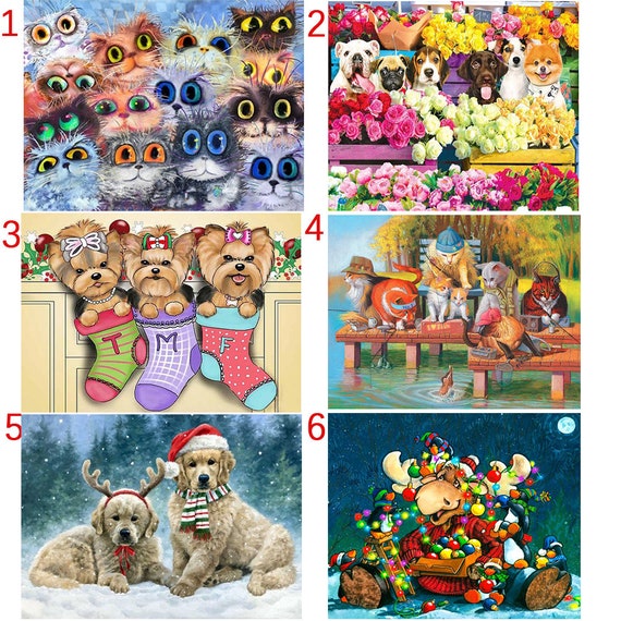 5D DIY Large Diamond Painting, Cross Stitch, Wall Art, Landscape, Full  Round Drill, Embroidery for Home Decor, Cartoon Animal