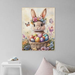 Kits de pintura de diamantes 5D de Pascua, conejito, huevos de Pascua, bordado de diamantes, diamantes de imitación, conejo de Pascua, punto de cruz, puntos, regalo, arte de pared de Pascua