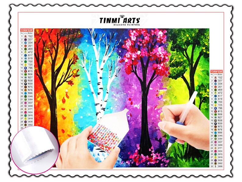5D DIY Poured Glue Diamond Painting Kits Four Seasons Tree Etsy