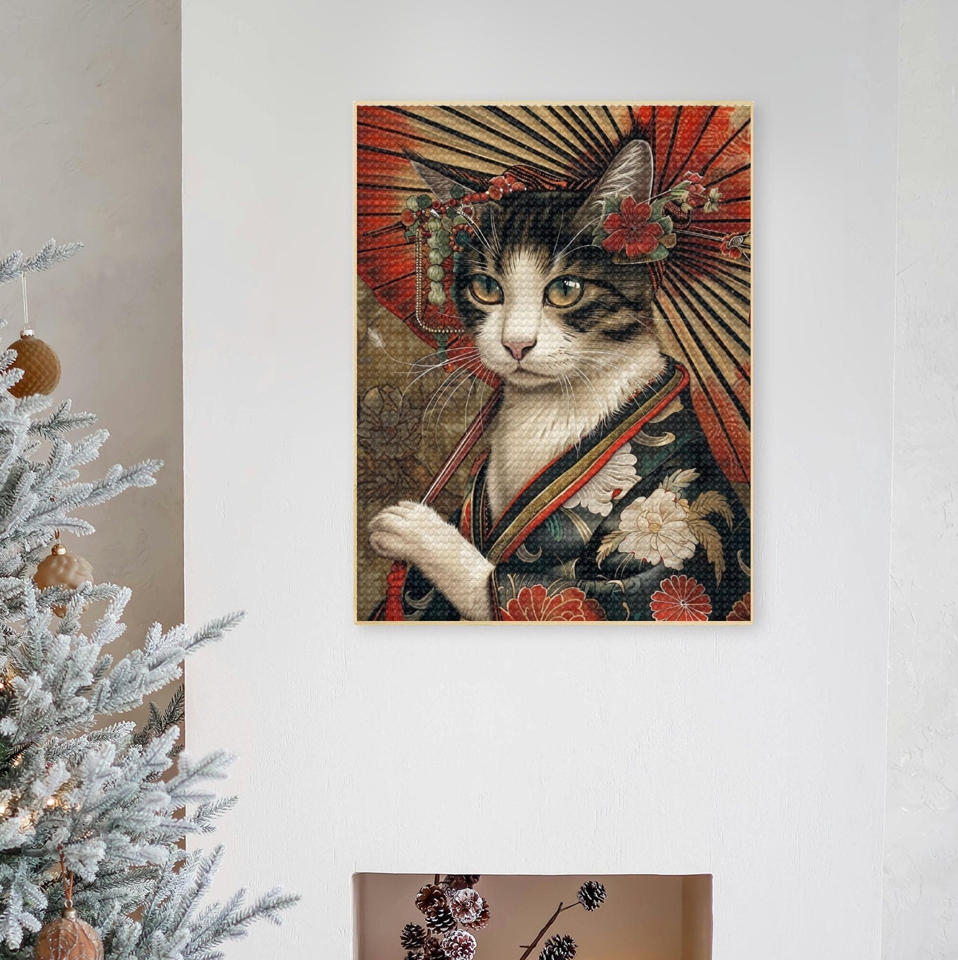 Japanese Cat in Kimono Diamond Painting Kits,japan Ukiyo Vintage Style ...