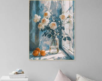 Floral Vase Orange Ctrus Full Drill Diamond Painting Kits 5D DIY Flowers Botanical Vase Embroidery Cross Stitch Flower Still Life Wall Art