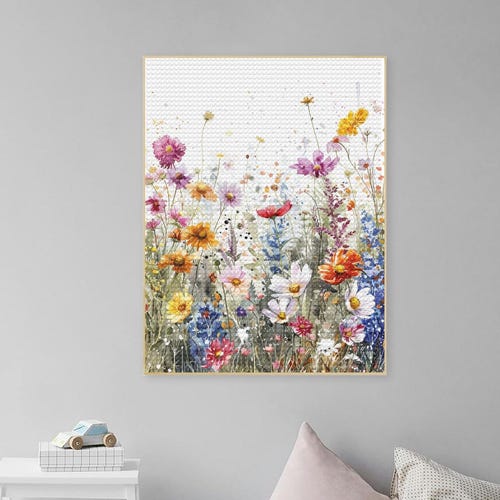 5D Wildflowers Diamond Painting Diamond Kit Flowers for Mom Gift DIY Diamond Embroidery Mosaic Rhinestone Flowers Diamond Dots Gem Arts